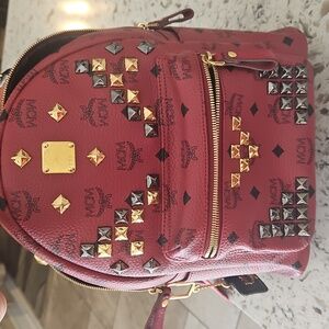 MCM Visetos Dual Stark Sprinkle Stud Medium Pink Backpack